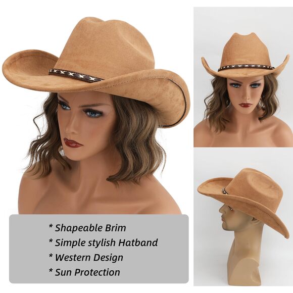 9893 Western Cowboy Hat For Women And Men, Unisex Big Wide Brim Felt Hats